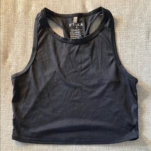 P'tula Black Sleeveless Scoop Neck Fitted Crop Top